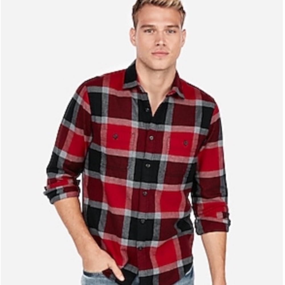 Express red/black flannel shirt L fall streetwear
